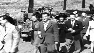 Elements of the U.S. 5th Army in the outskirts of Rome, during World War Two. HD Stock Footage