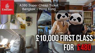 FIRST CLASS | FULL FLIGHT | EMIRATES A380 | BANGKOK - HONG KONG