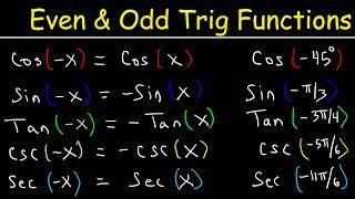 Even and Odd Trigonometric Functions & Identities - Evaluating Sine, Cosine, & Tangent