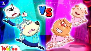 Pink Vs Blue Challenge: Who Is The Best Ballerina | Wolfoo's Fun Playtime | Wolfoo Family Offical