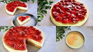 تشيز كيك المناسبات من غير كريمه بطريقه وطعم جدا شهي Baked cheesecake