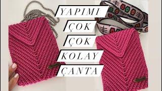 YAPILIŞI ÇOK KOLAY / Örgü Bilmeyenlerin Bile Kolayca Yapacağı O Çanta #makromeçanta #hasırçanta #diy