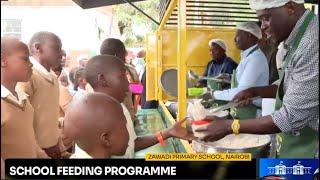 President Ruto, DP Kindiki & Sakaja serving lunch to Zawadi Primary School pupils in Kamukunji.