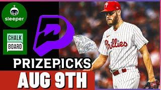 MLB PRIZEPICKS | CHALKBOARD | SLEEPER | PROP PICKS | FRIDAY | 8/9/2024 | MLB BETTING | BET PROPS