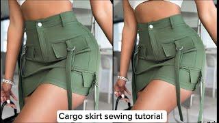 How to cut and sew a cargo skirt with a fly zipper