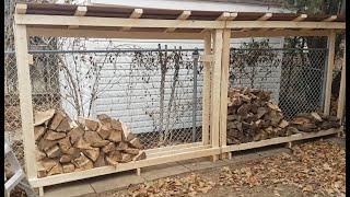 Firewood Storage Rack with roof.  DIY and portable.