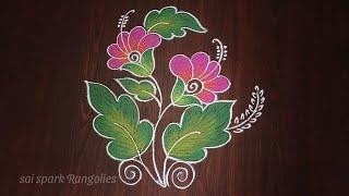 creative flower kolam | beautiful poo kolam |  new rangoli | daily kolam @saisparkrangolies