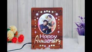 At Gift Lab Present Personalized Happy Anniversary LED Photo Lamp Frame for Wife,Husband,Parents