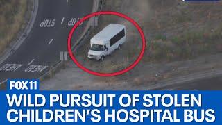 Police chase stolen Children's Hospital bus in Los Angeles