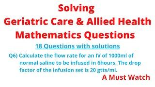 Geriatric Care and Allied Health Mathematics - Part 1 ||Chris Maths Academy