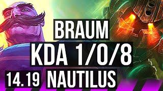 BRAUM & Jinx vs NAUTILUS & Kai'Sa (SUP) | 1/0/8 | EUW Master | 14.19