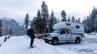 Winter Adventures in my 4x4 Truck Camper | Mt. Rainier National Park