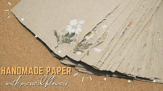 DIY | Handmade Kraft Paper with Pressed Flowers - PAPERMAKING | RECYCLED PAPER