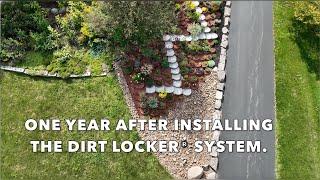 Erosion control with Dirt Lockers®. Thriving plants 1 year later in New York.