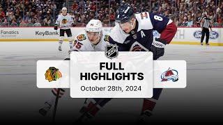 Blackhawks at Avalanche | October 28, 2024 | NHL Full Game Highlights