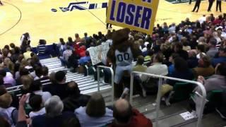 Utah Jazz bear and Cleveland Cavaliers fan go at it. (Original video)