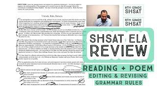 SHSAT ELA Review: Editing, Revising, Poem, Reading Comprehension, Grammar for 8th & 9th Grade SHSAT