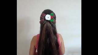 Lazo Navideño Christmas hair bow. Video #40