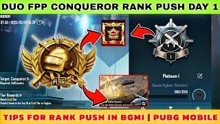 Duo fpp conqueror rank push day 1 | tips for conqueror in bgmi | #bgmi #bgmirankpush