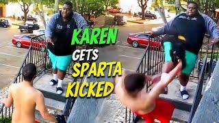 Karen ATTACK Man Then Gets BRUTAL SPARTA KICK!