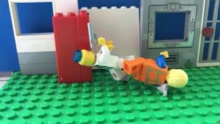 Lego Man beats a criminal up.