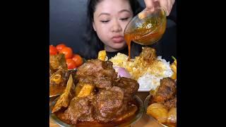 ASMR: EATING SPICY MUTTON CURRY BASMATI RICE || #shorts #mukbangn#asmreating #mukbangasmr #asmr