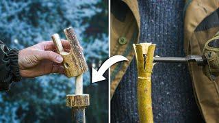 Creative BUSHCRAFT TRIPOD made of wood,  HACKS for hiking and camping in the wilderness!