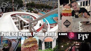 Disney Day 2: Poolside Fun, Primo Piatto Dinning,  Epcot Fireworks, &  Beaches and Cream Treats.