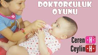 Ceylin-H & kardeşi Ceren-H | Doktorculuk Oyunu - Sister's Funny Baby Care Educational Doctor Game