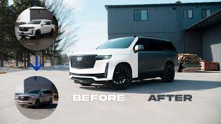 Transforming Elegance: Escalade (4K) Full Wrap With Jams in 3M Satin Dark Grey