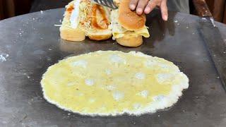  PAKISTAN STREET FOOD, EGG SANDWICHES IN RAWALPINDI TRAIN STATION, RAWALPINDI STREET FOOD, 4K