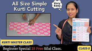 Kurti/Suit Cutting Step by Step/Easy Kurti Cutting for Beginners with Very Useful Tips & Formula.