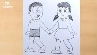 How to draw nobita shizuka pencildrawing || Doremon character