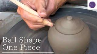 Throwing a “Ball Shape One Piece” Lidded Jar on pottery wheel