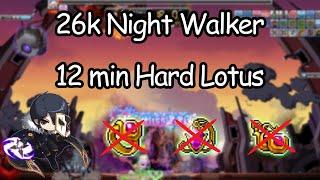 26k stat Night Walker 12 minute Hard Lotus (missing 4 equip slots, 1 set gollux)