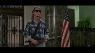 "I'm here to chew bubblegum..." iconic scene from the They Live (1988) movie