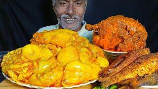 Finally Eating Most Oily Mutton Fat Curry with Rice || Whole Chicken Curry || Fish Fry Eating Show