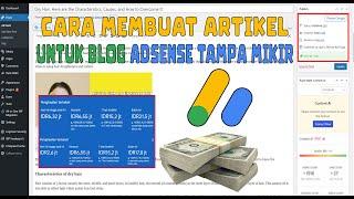 CARA MEMBUAT ARTIKEL UNTUK BLOG ADSENSE TAMPA MIKIR