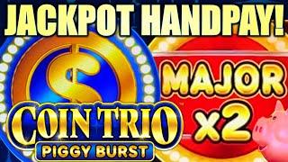 JACKPOT HANDPAY! RARE MAJOR JACKPOT X2!!  COIN TRIO PIGGY BURST Slot Machine (ARISTOCRAT GAMING)