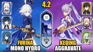 C0 Furina Mono Hydro & C0 Keqing Aggravate | Spiral Abyss 4.2 Floor 12 9 Stars | Genshin Impact