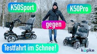 Seniorenmobil, Elektromobil Testfahrt/Probefahrt im Schnee / Köpke-Healthcare