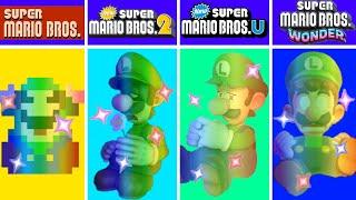 Evolution of Luigi Super Stars Dying and Game Over Screens in Super Mario Bros Games (1985-2024)