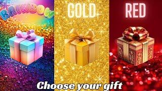 Choose your gift ||3 gift box challenge, 2 good & 1 bad || Rainbow, Gold & Red #giftboxchallenge
