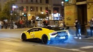 CAR SPOTTING IN BUDAPEST CARS BRUTAL ACCELERATION +HURACÁN STO ILLEGAL BURNOUTS