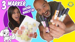 3 Marker challenge Pets Edition | Pintamos Mascotas con 3 Colores | Bego y Jordi Momentos Divertidos