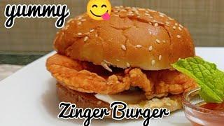 Zinger Burger Recipe|KFC Style Burger |Alina's Cooking