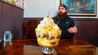 TRYING TO BEAT A 10,000 CALORIE SUNDAE CHALLENGE IN PENNSYLVANIA! | BeardMeatsFood