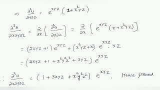 if u= e^xyz show that (d^3u/dxdydz) =(1+3xyz+x^2y^2z^2)e^xyz.