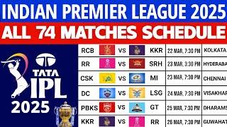 IPL 2025 Schedule | IPL Schedule 2025 | IPL Time Table 2025 | IPL 2025 Fixture | IPL 2025 Match List