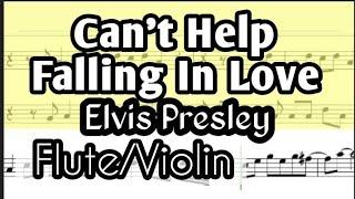 Can't Help Falling In Love Flute or Violin Sheet Music Backing Track Play Along Partitura